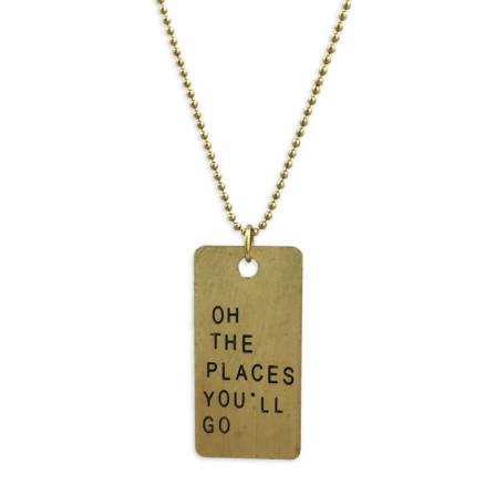 Oh The Places You’ll Go Gold Vintage Necklace