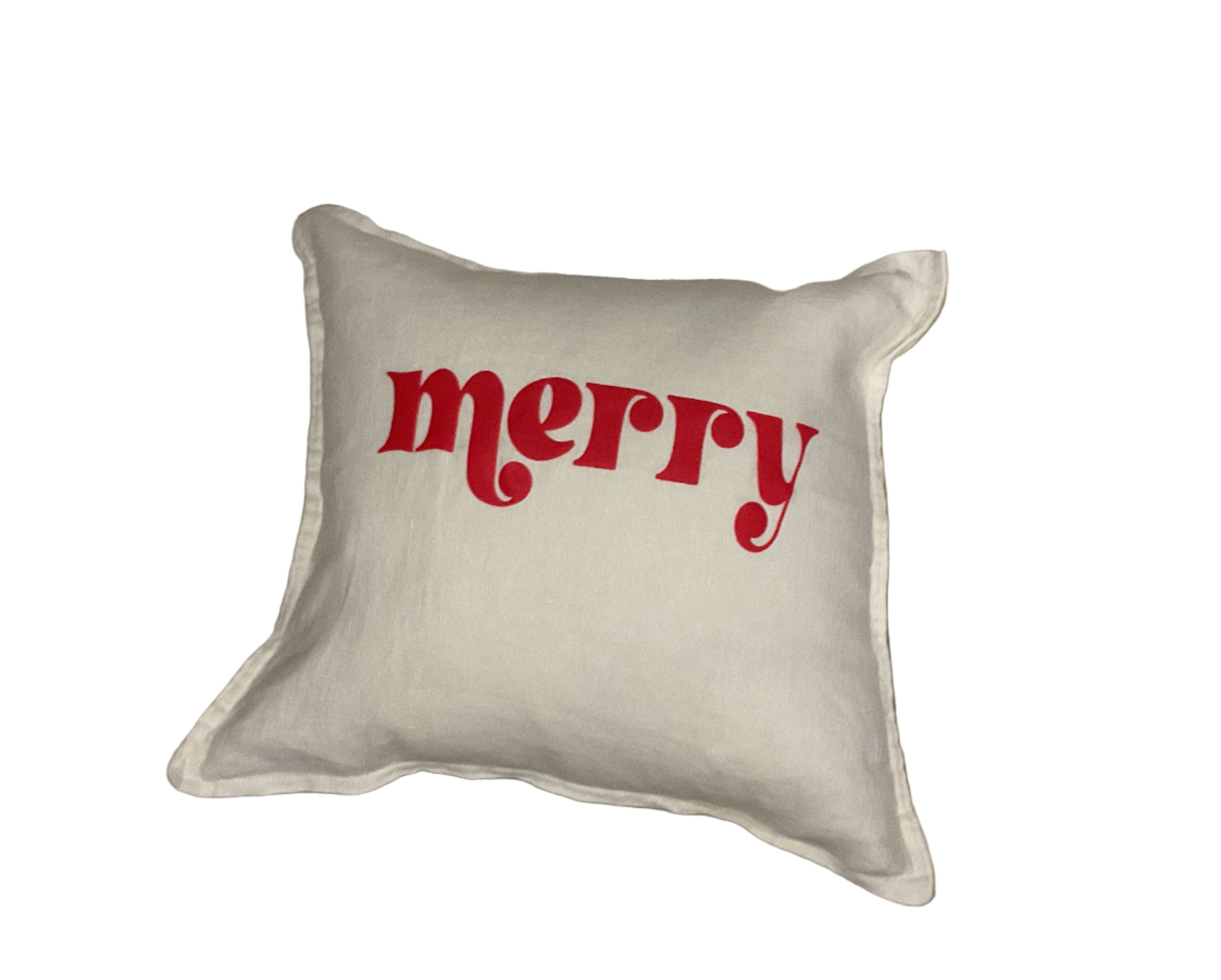 White Merry Throw Pillow