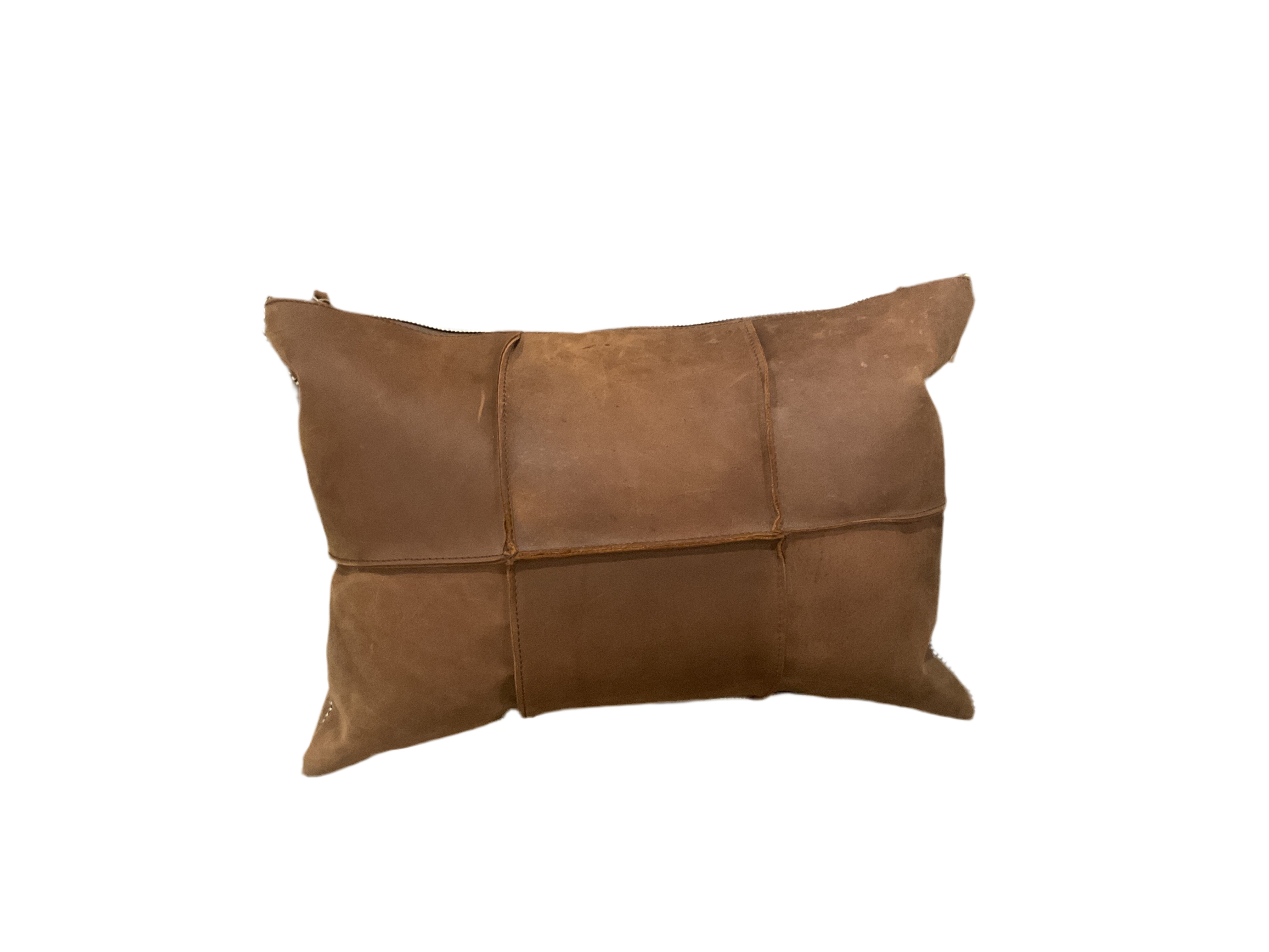 Leather Pleated Striped Pillow