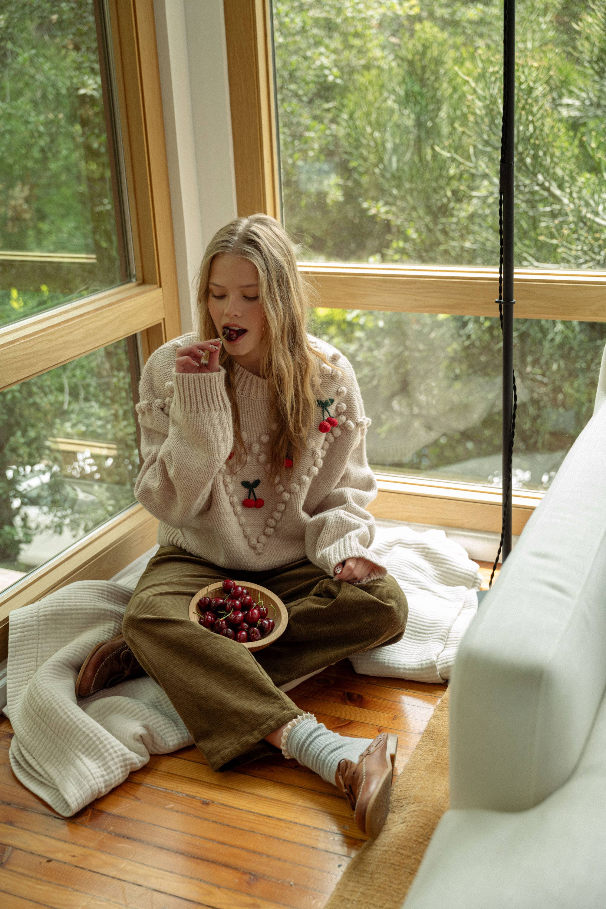 Women’s Cherry Trim Sweater