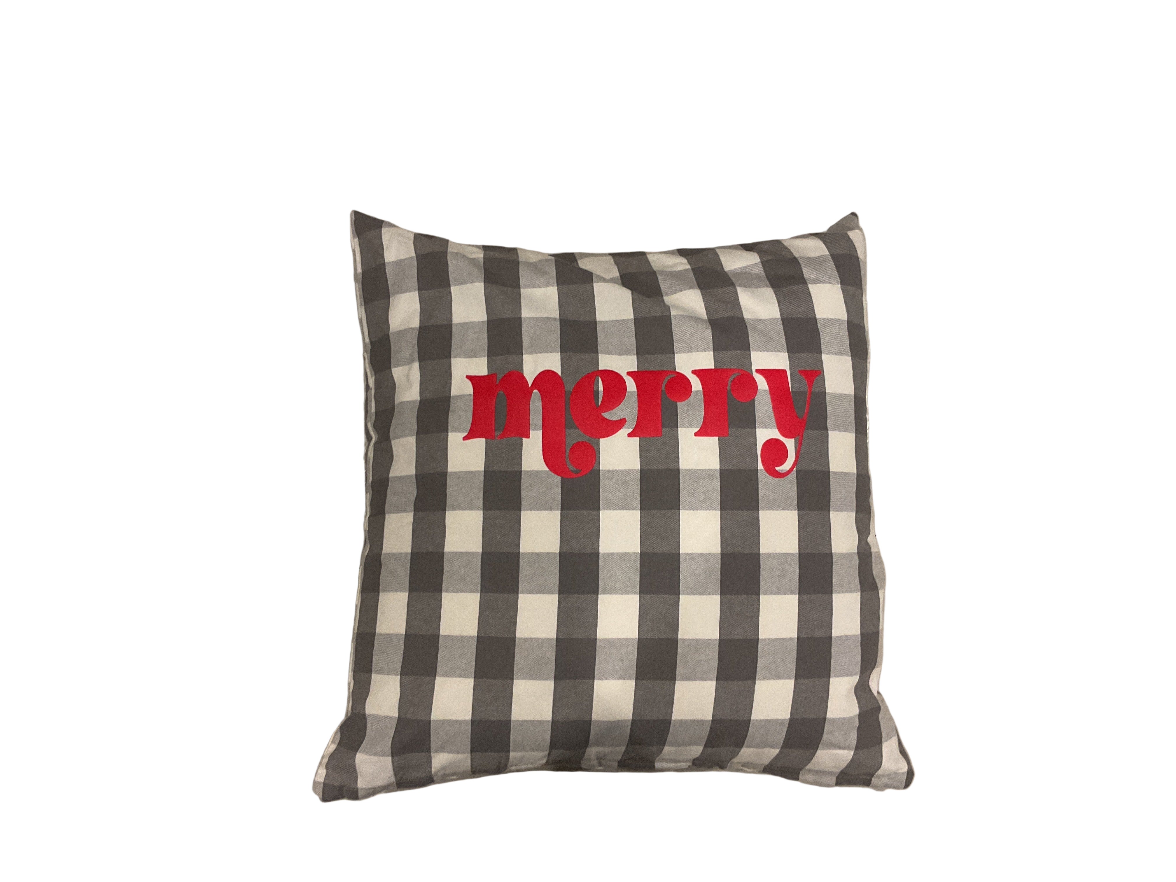 Plaid Merry Throw Pillow