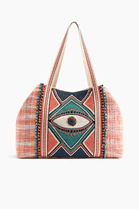 Copper Evil Eye Embellished Tote