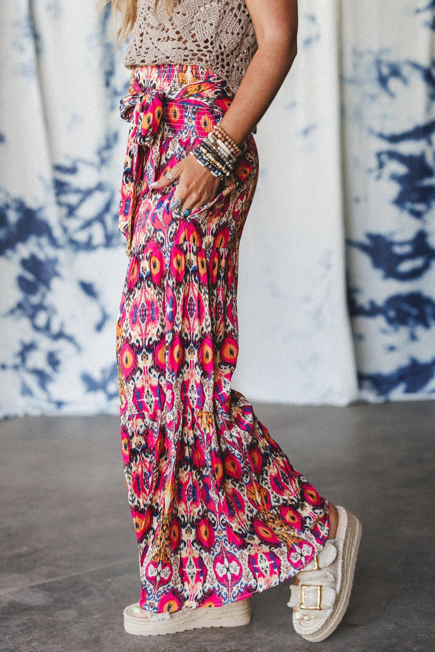 Secret Admirer Printed Pants- Pink Multi