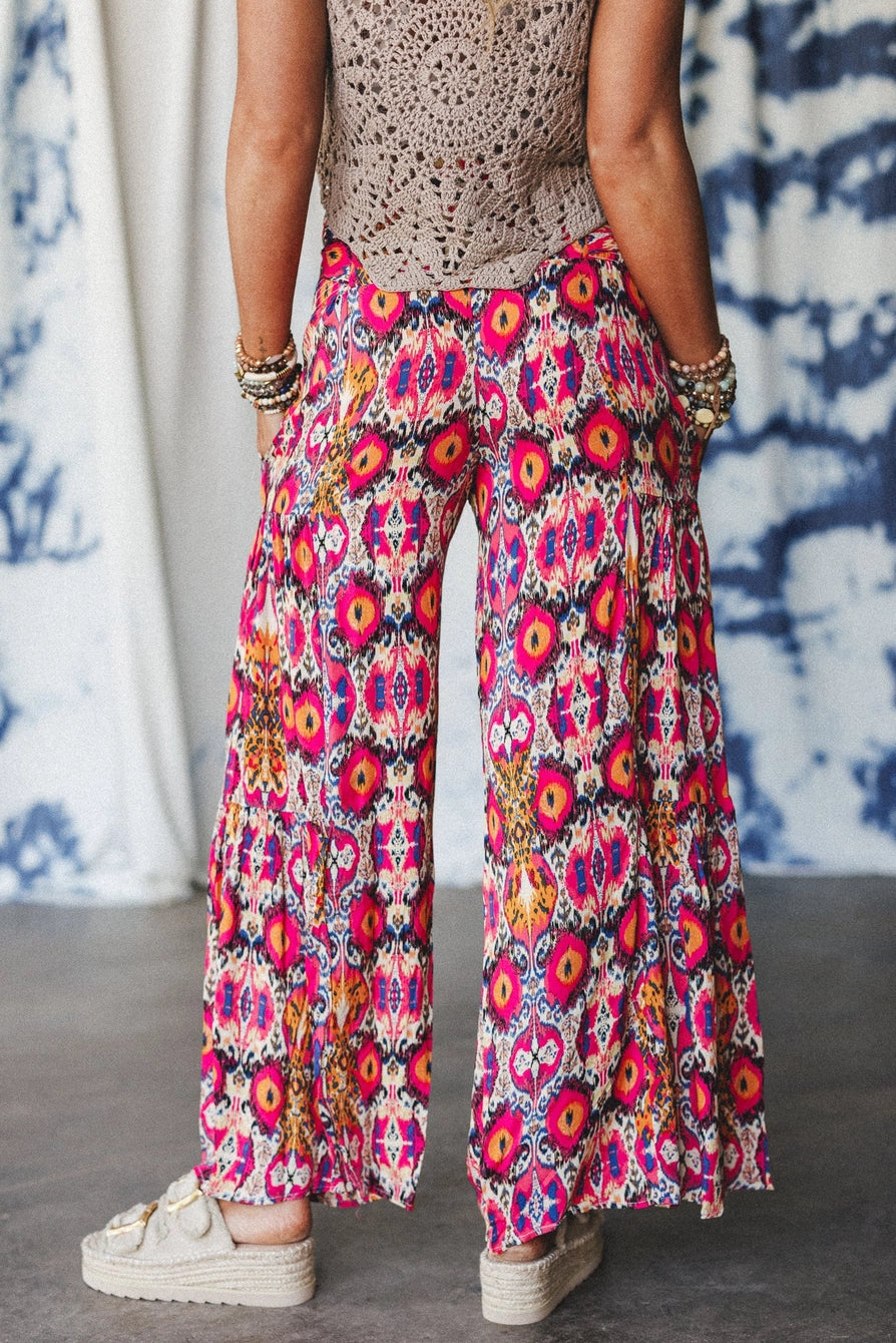 Secret Admirer Printed Pants- Pink Multi