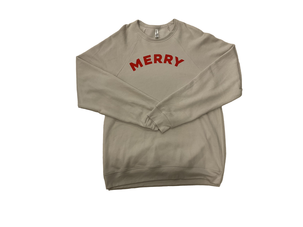 Adult Unisex Cream Merry Crewneck