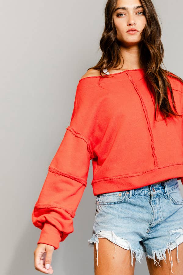 Solid Cropped Sweatshirt