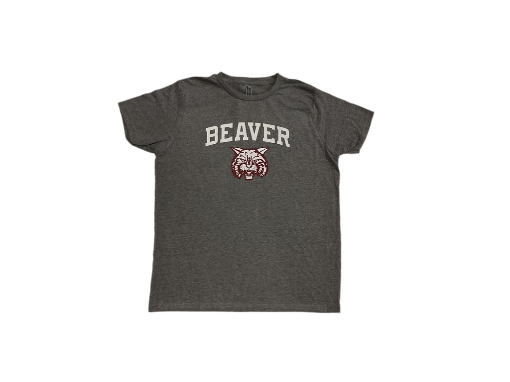 Youth Unisex Beaver Gray and White Tee
