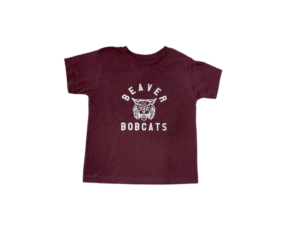 Toddler Unisex Beaver Bobcats Maroon and White Tee