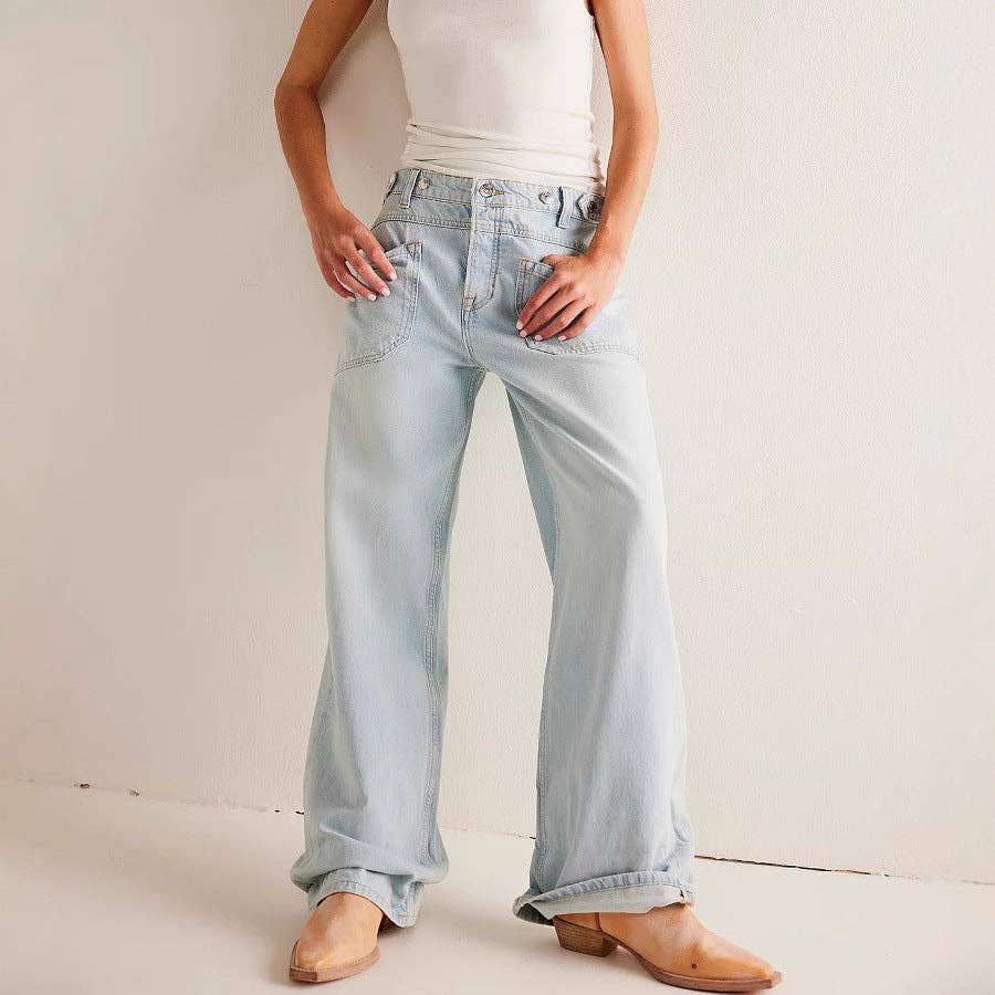 Women’s Washed Street Straight Leg Jeans
