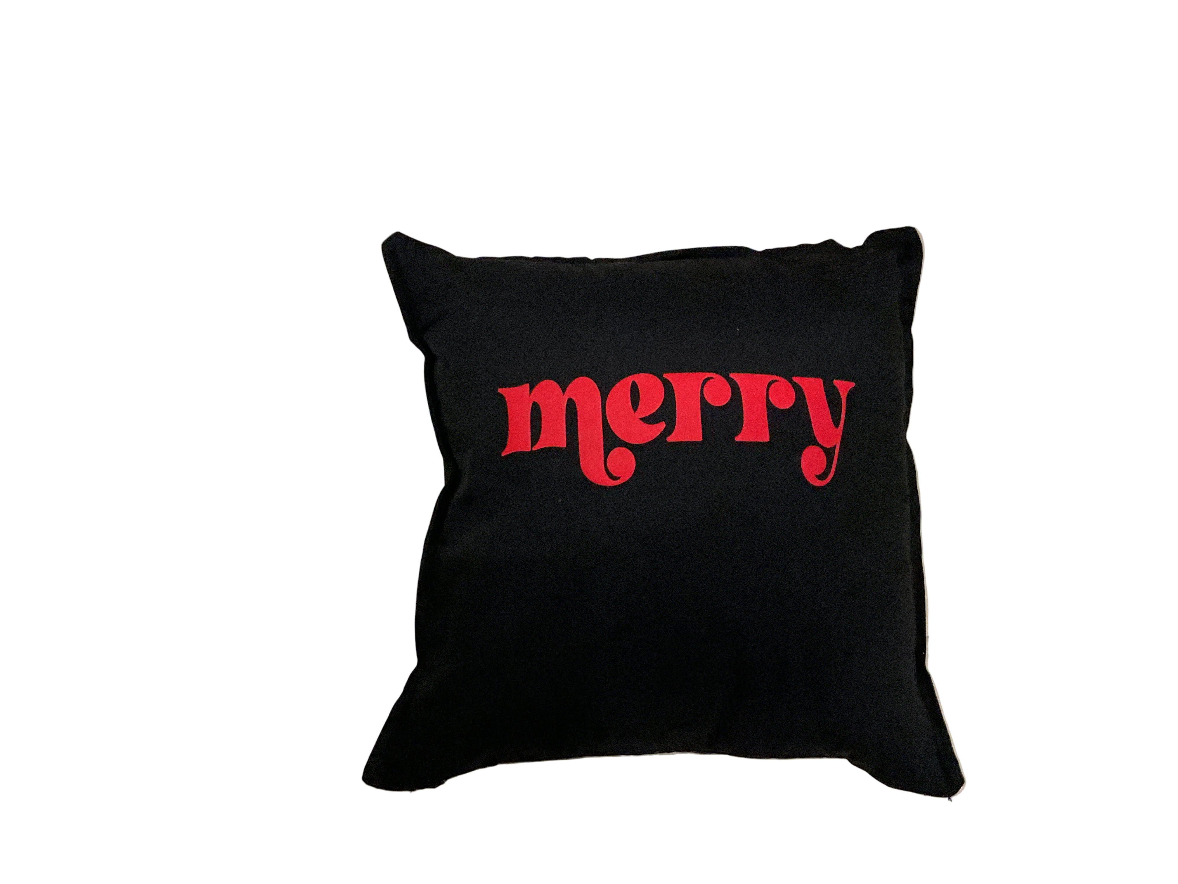 Black Merry Throw Pillow