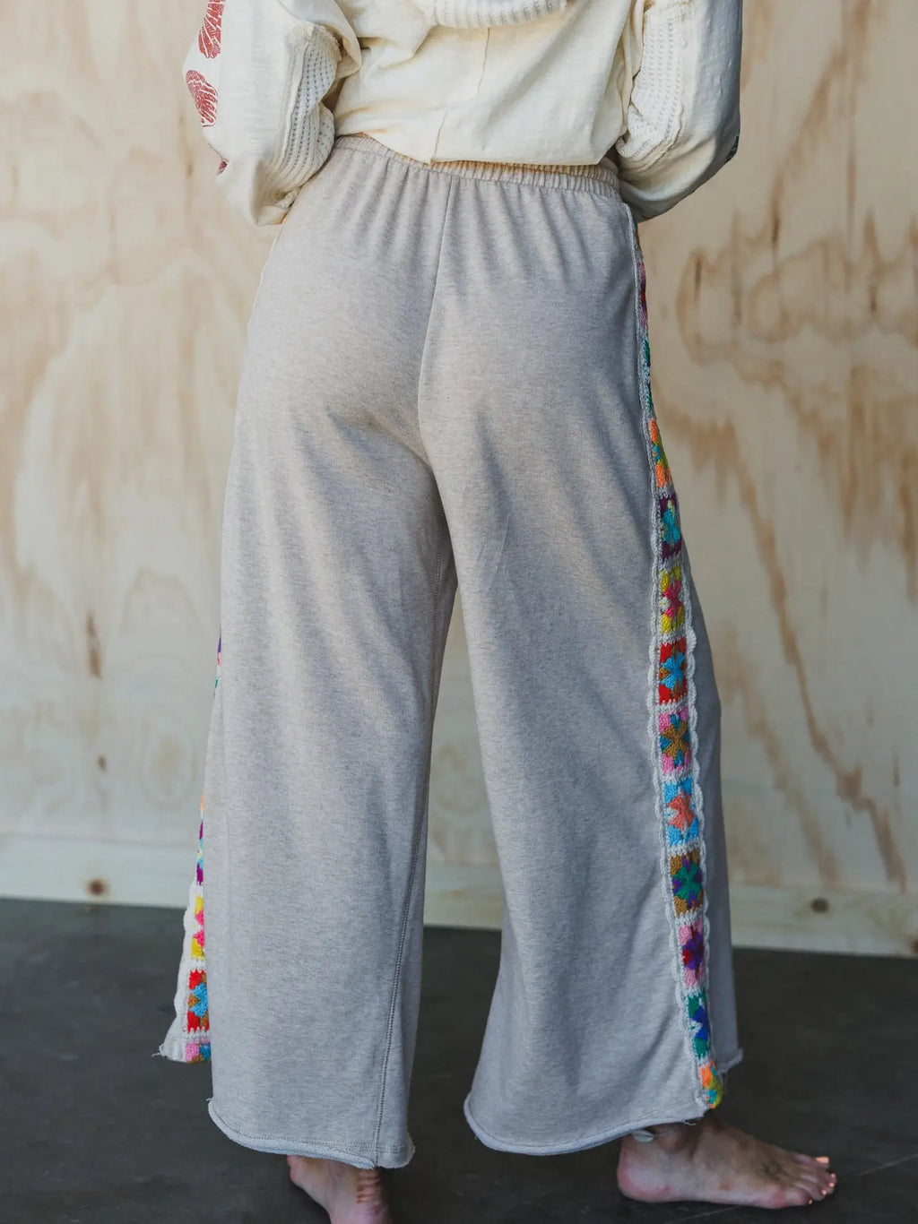 Love Seeker Crochet Panel Pants - Oatmeal