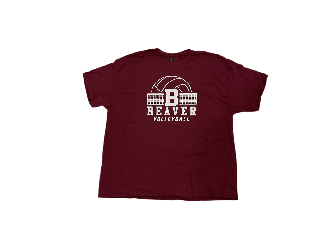 Adult Unisex Maroon Beaver Bobcats Volleyball Net T-Shirt