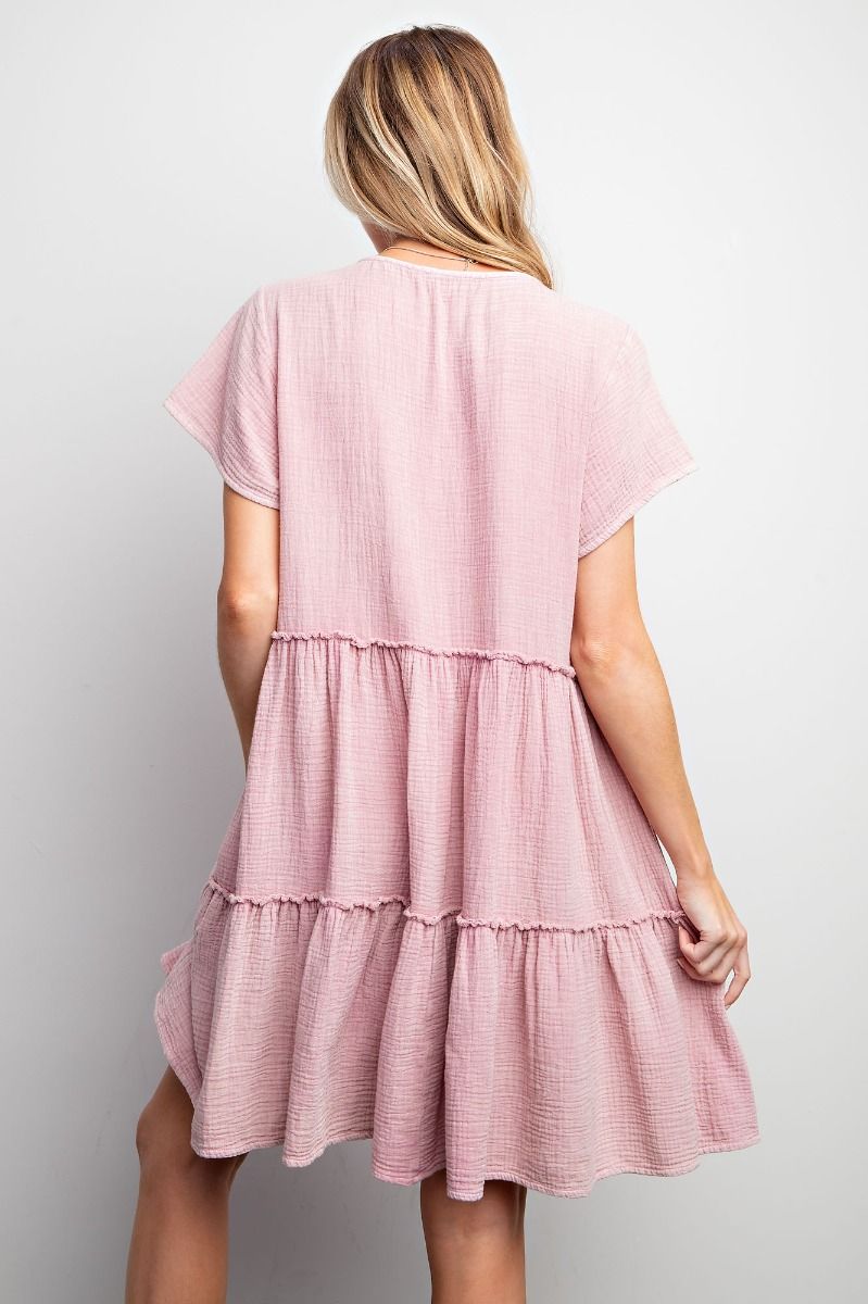 ED18724 - Short Sleeve Cotton Gauze Swing Dress