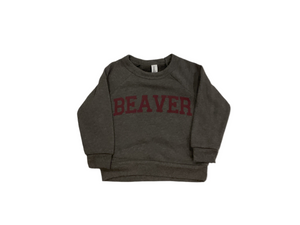 Toddlers Unisex Grey Beaver Crewneck