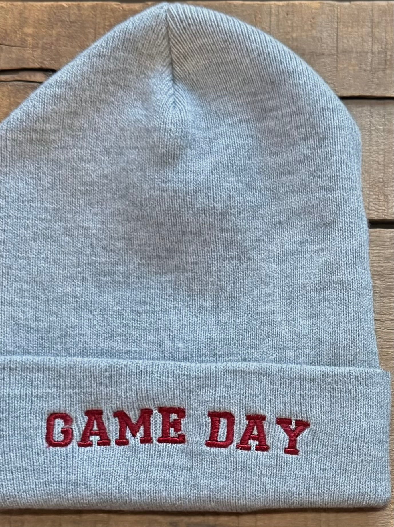 Gray “Game Day” Embroidered Beanie