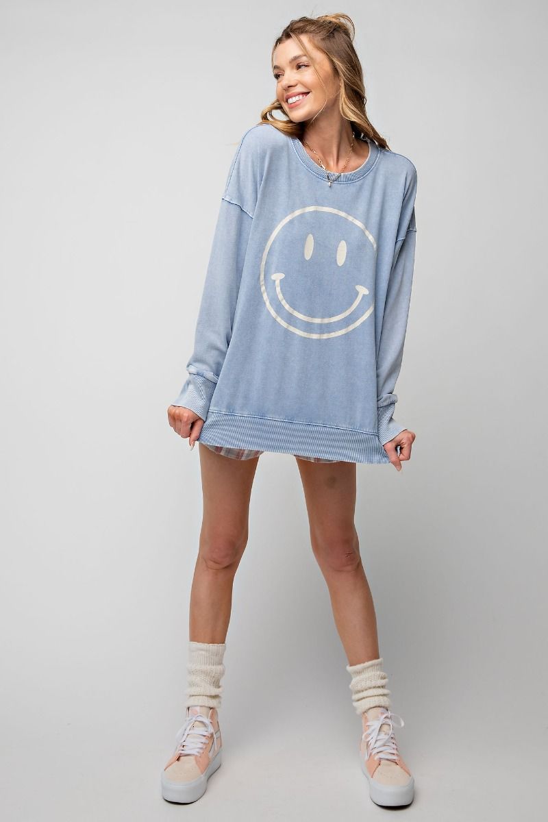 ET18166X - Smiley Face Printed Long Sleeve