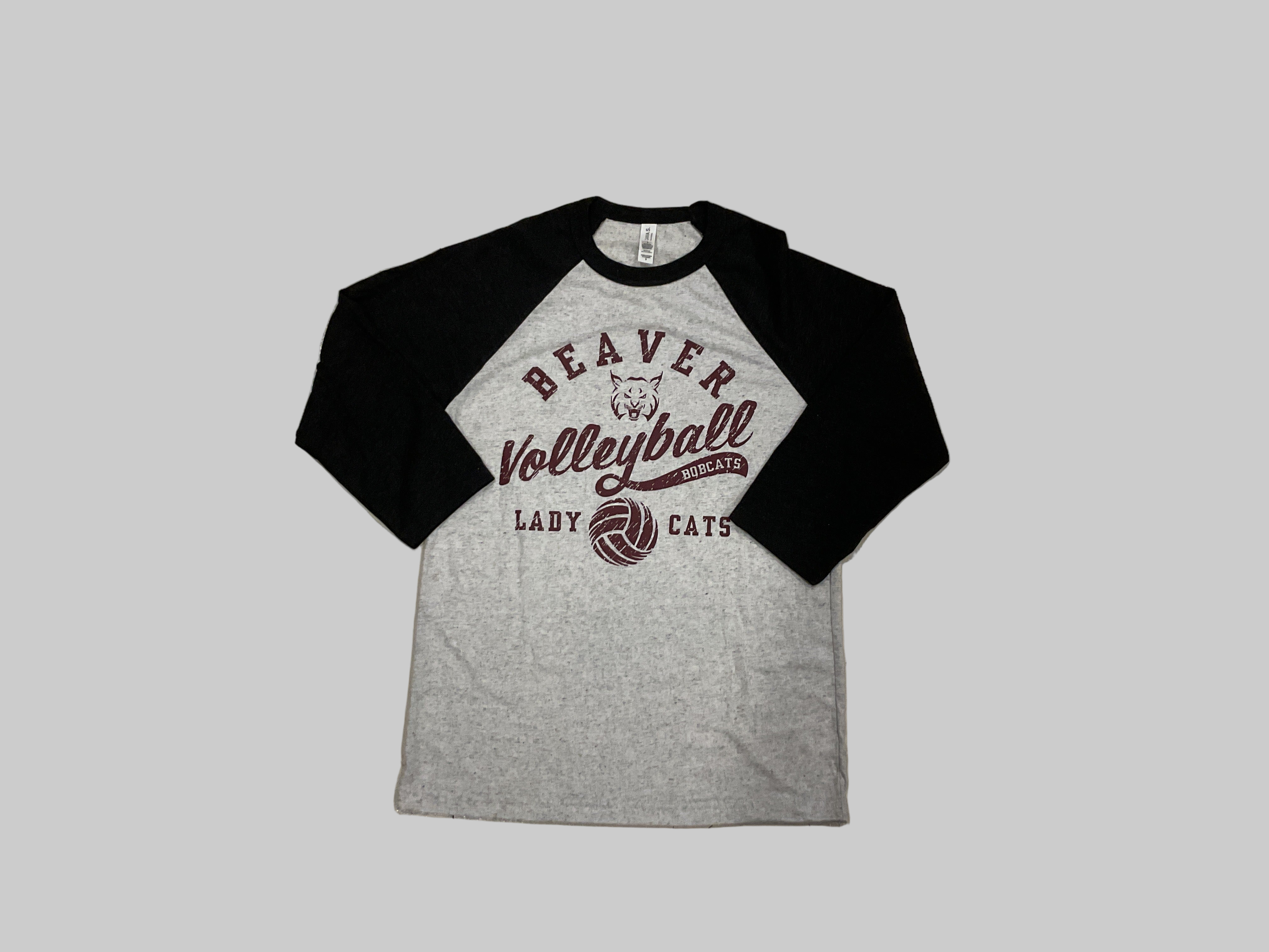 Adult Unisex Beaver Bobcats Volleyball 3/4 Tee