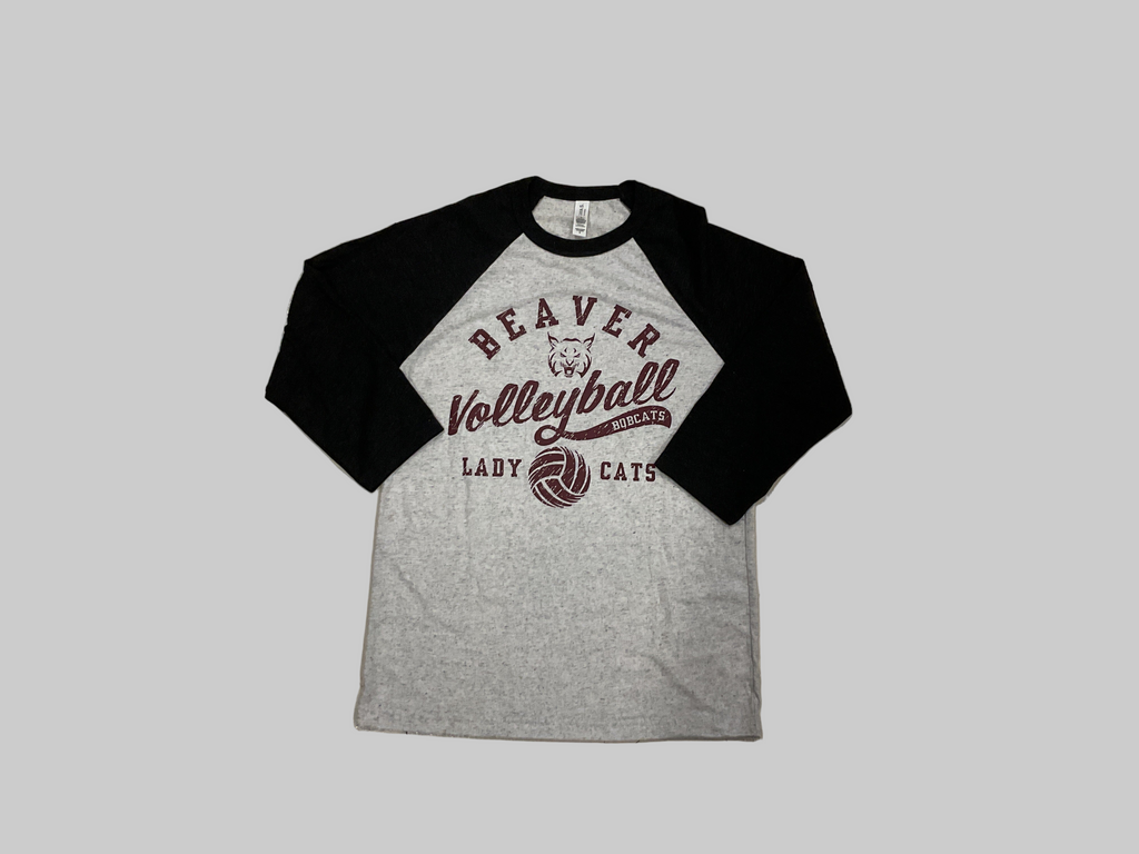Adult Unisex Beaver Bobcats Volleyball 3/4 Tee