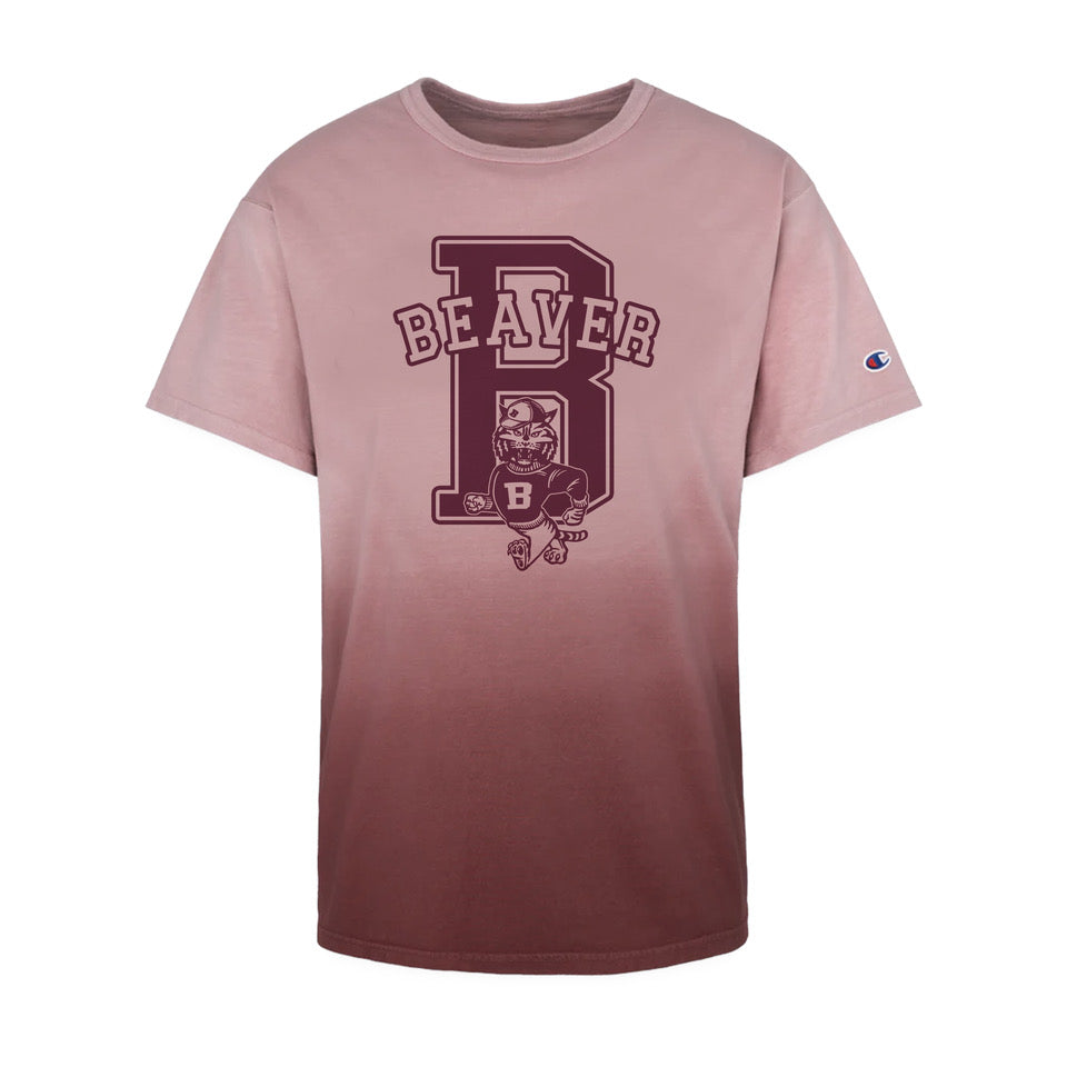 Adult Unisex CHAMPION Maroon Gradient Beaver “B” Tee