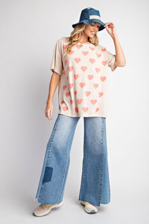 Easel Heart Printed Short Sleeve