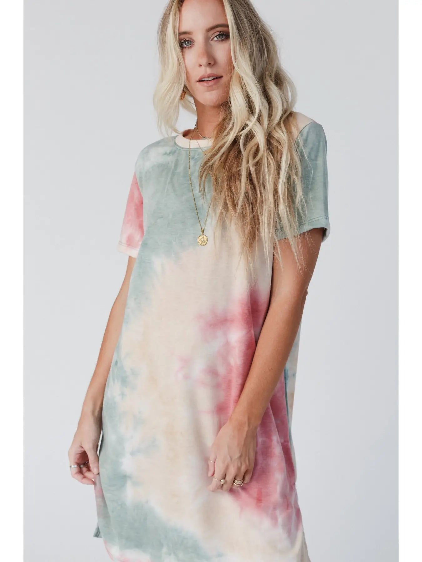 On the Daily Oversized Slit Tee Dress - Tie Dye