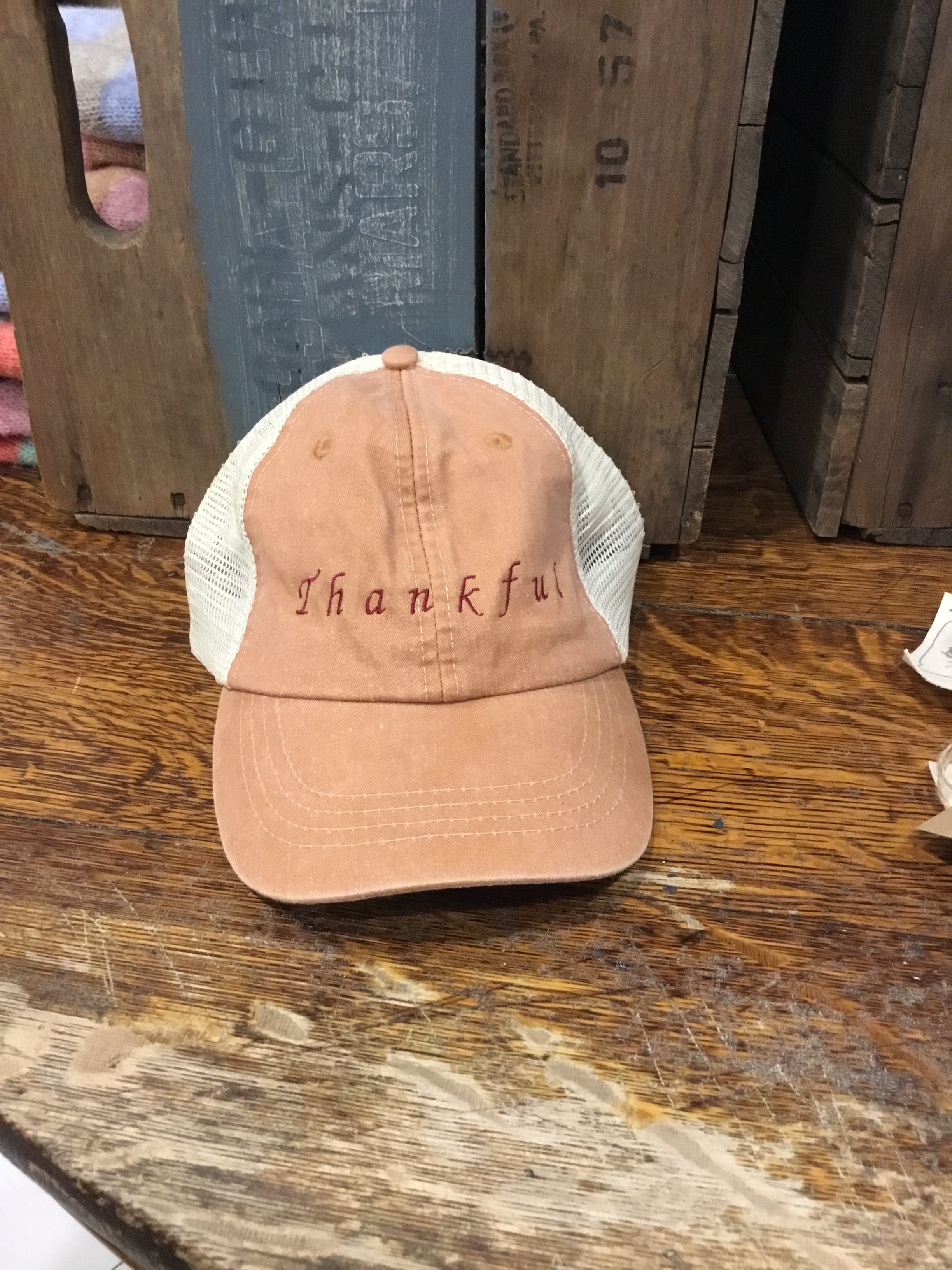Thankful embroidered hat
