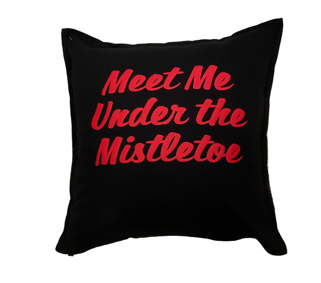 Meet Me Under The Mistletoe Throw Pillow