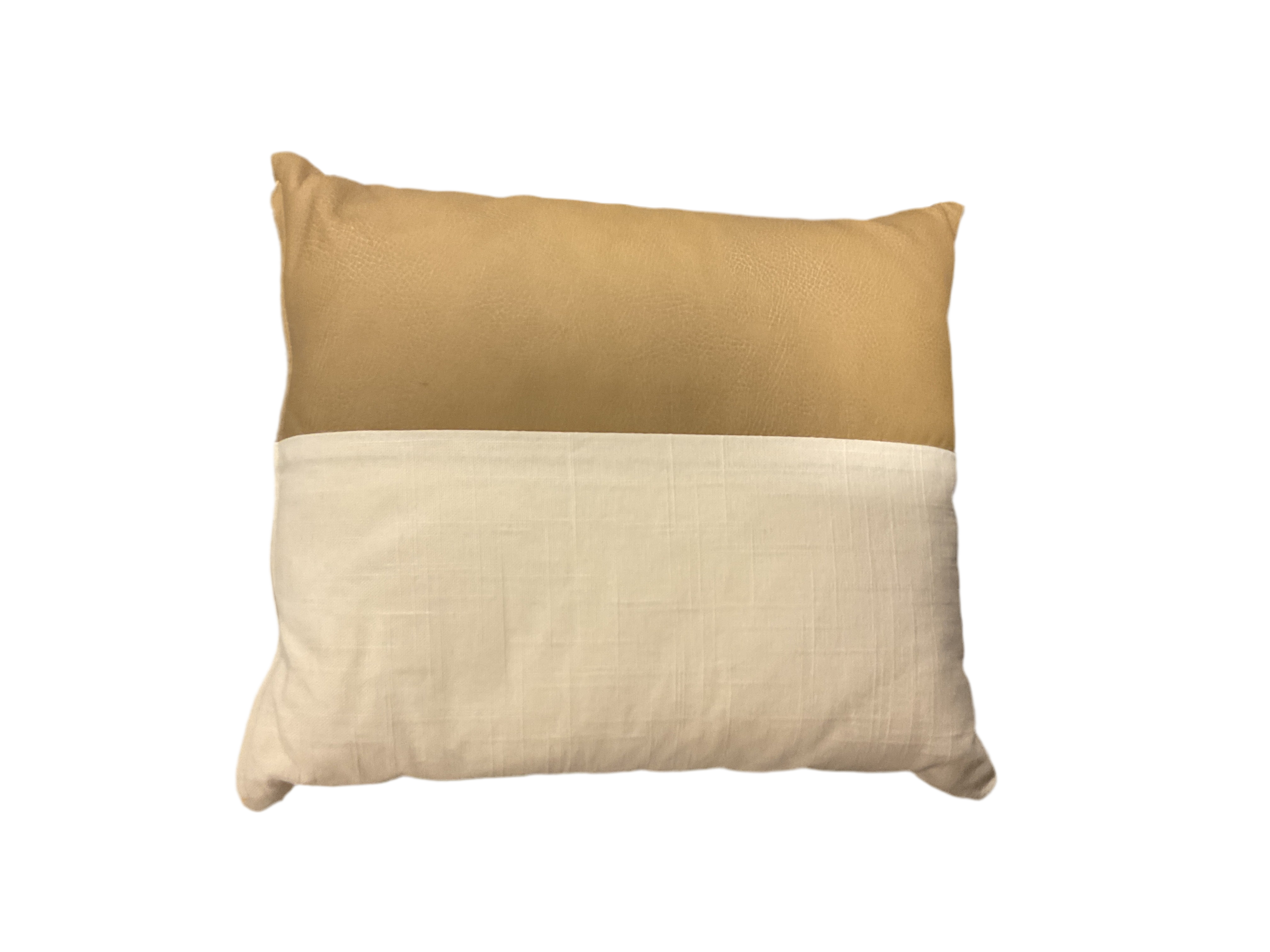 White and Brown Leather Vintage Pillow