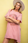 ED23331 - Short Sleeve Peace Patch Tunic Dress