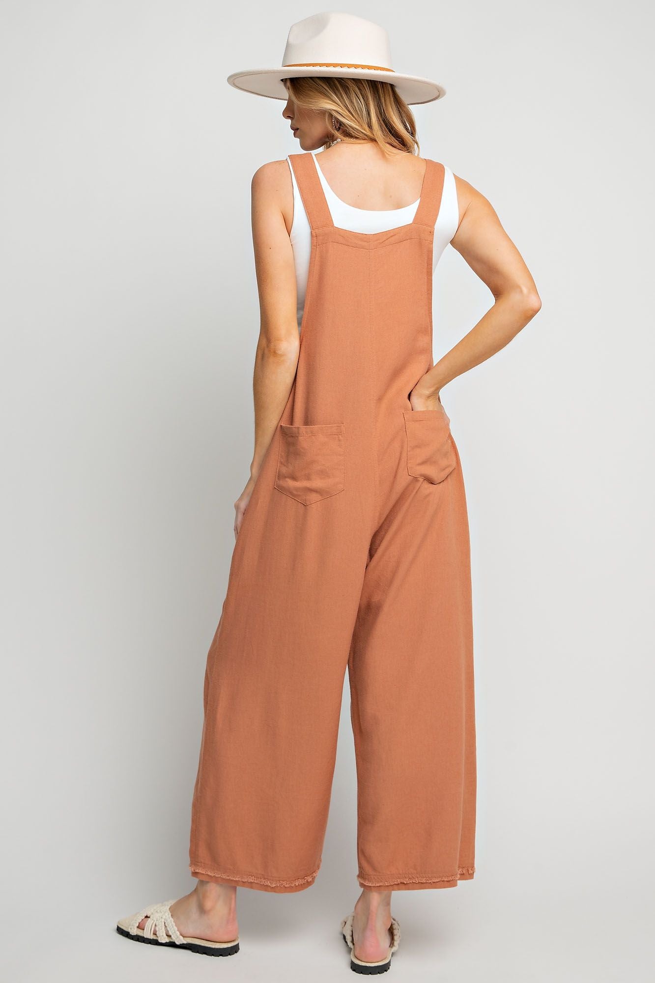 EB41409 - Poly Linen Oversized Overalls