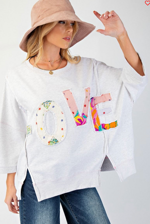 WASHED LOVE PATCH TERRY KNIT PULLOVER