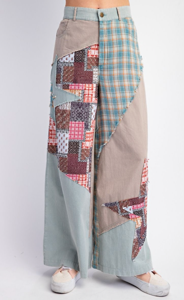 Easel PATCHWORK MIX N MATCH WASHED PANTS