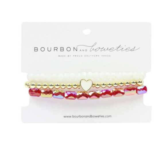 Bourbon and Boweties - RED SPARKLE STRETCHY STACK