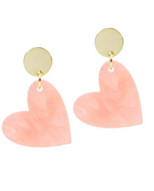 Bourbon and Boweties - Peach Swirl Heart Earring