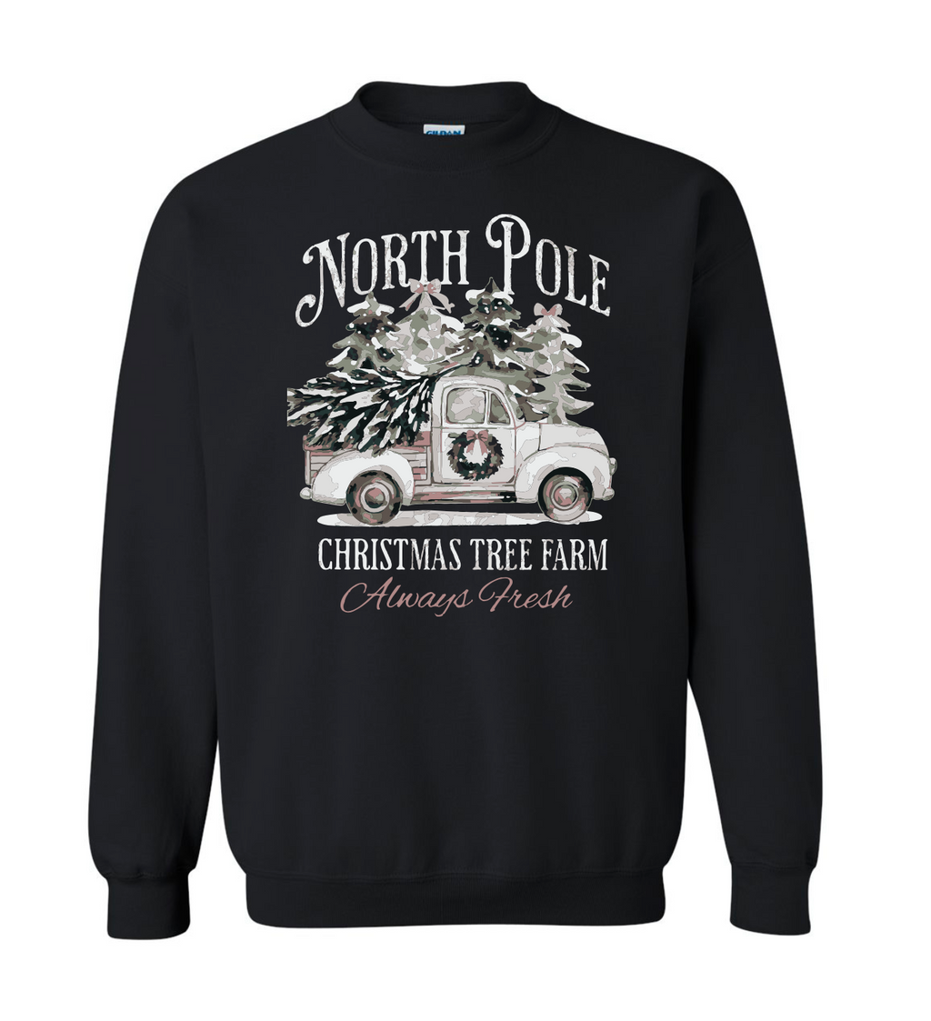 Adult Unisex North Pole Christmas Tree Farm Crewneck