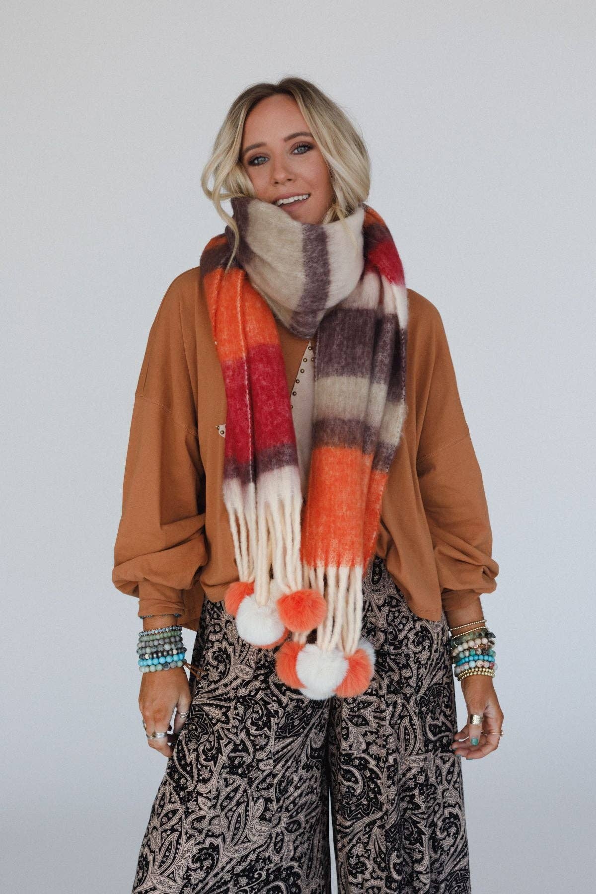 Chill Stripe Pom Scarf
