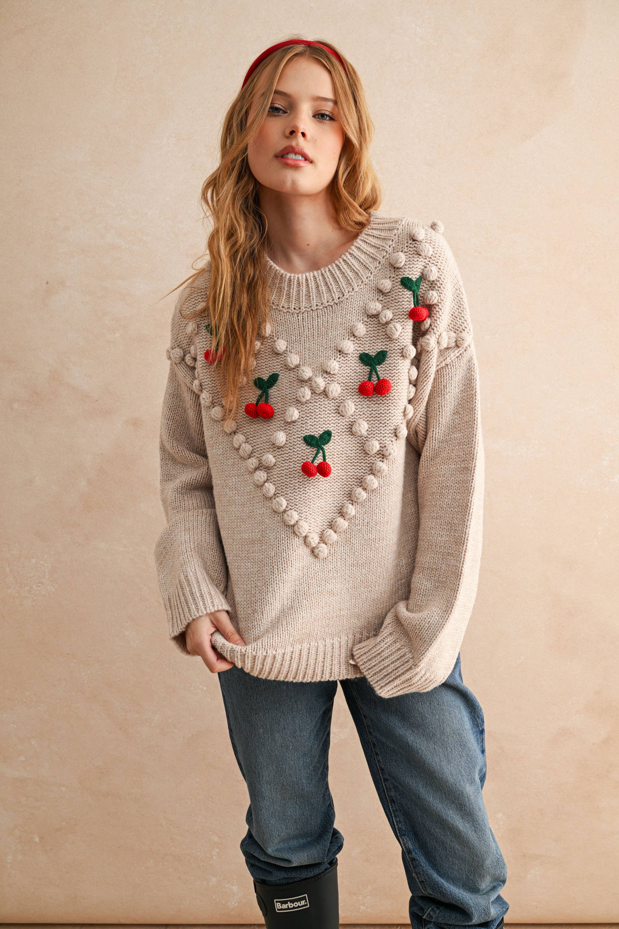 Women’s Cherry Trim Sweater