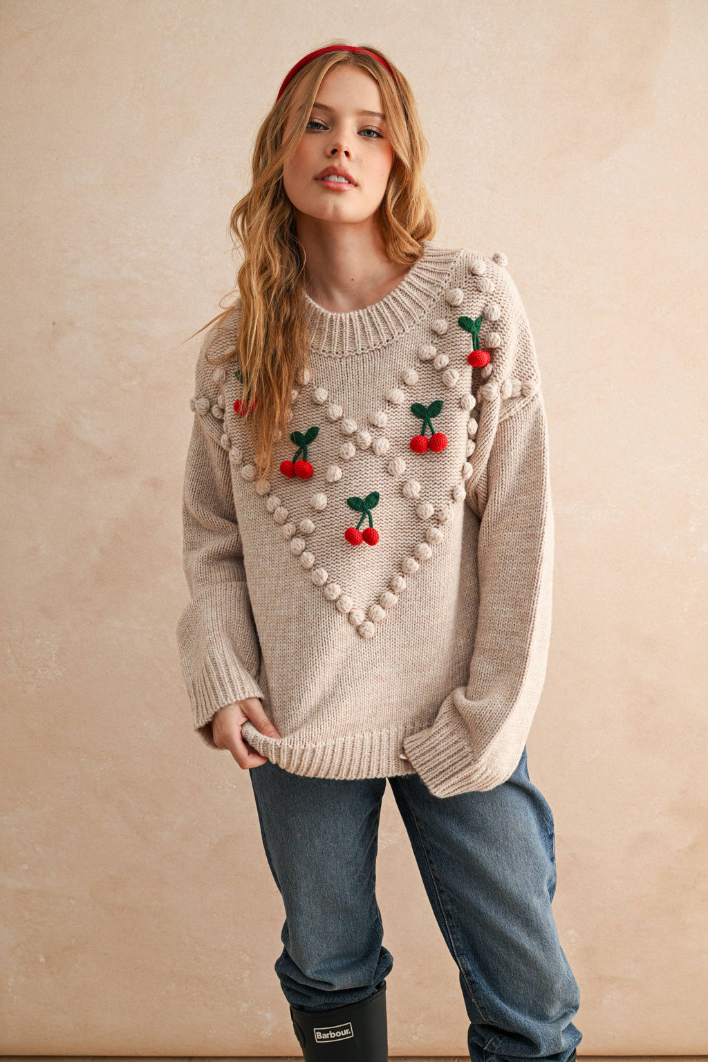 Women’s Cherry Trim Sweater