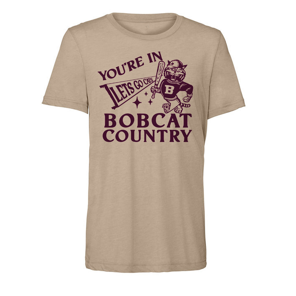 Bobcat Country Baseball Mascot Super Soft Tee