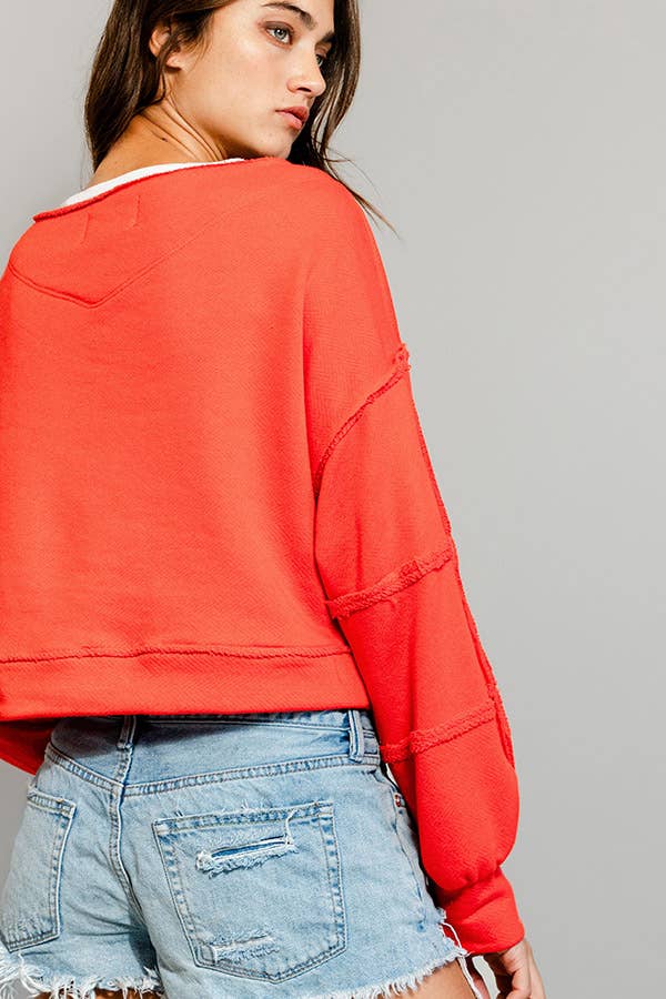 Solid Cropped Sweatshirt
