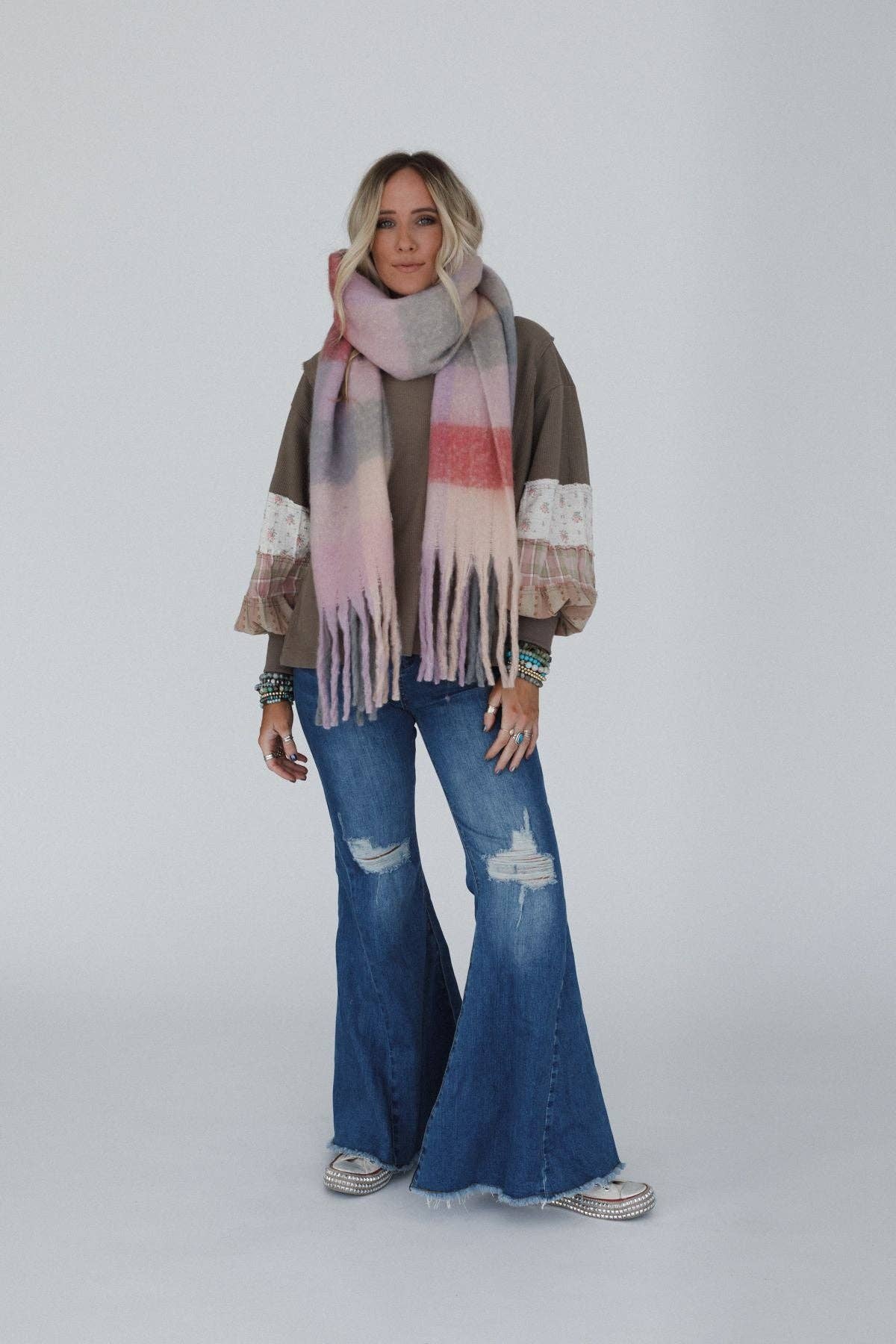 Everest Cozy Plaid Scarf - Pink