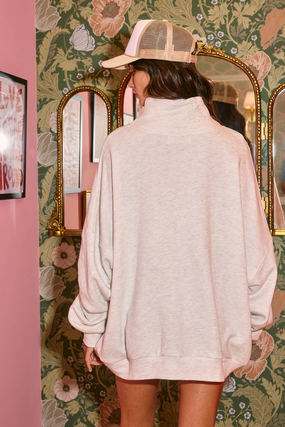 Oversized Mock Neck Sweatshirt Tunic