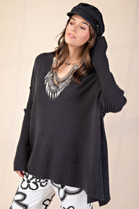 DEEP VNECK KNIT SWEATER TUNIC