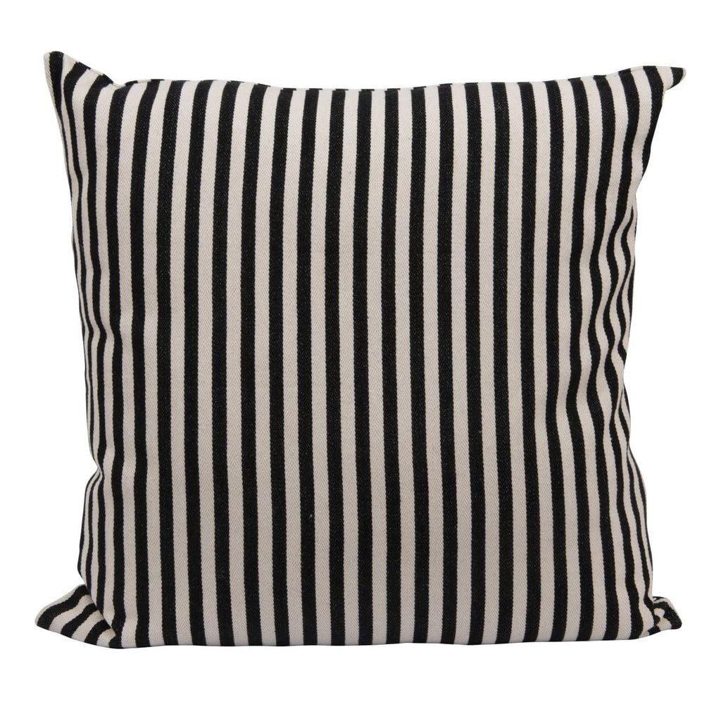Railroad stripe Black + Cream Pillow