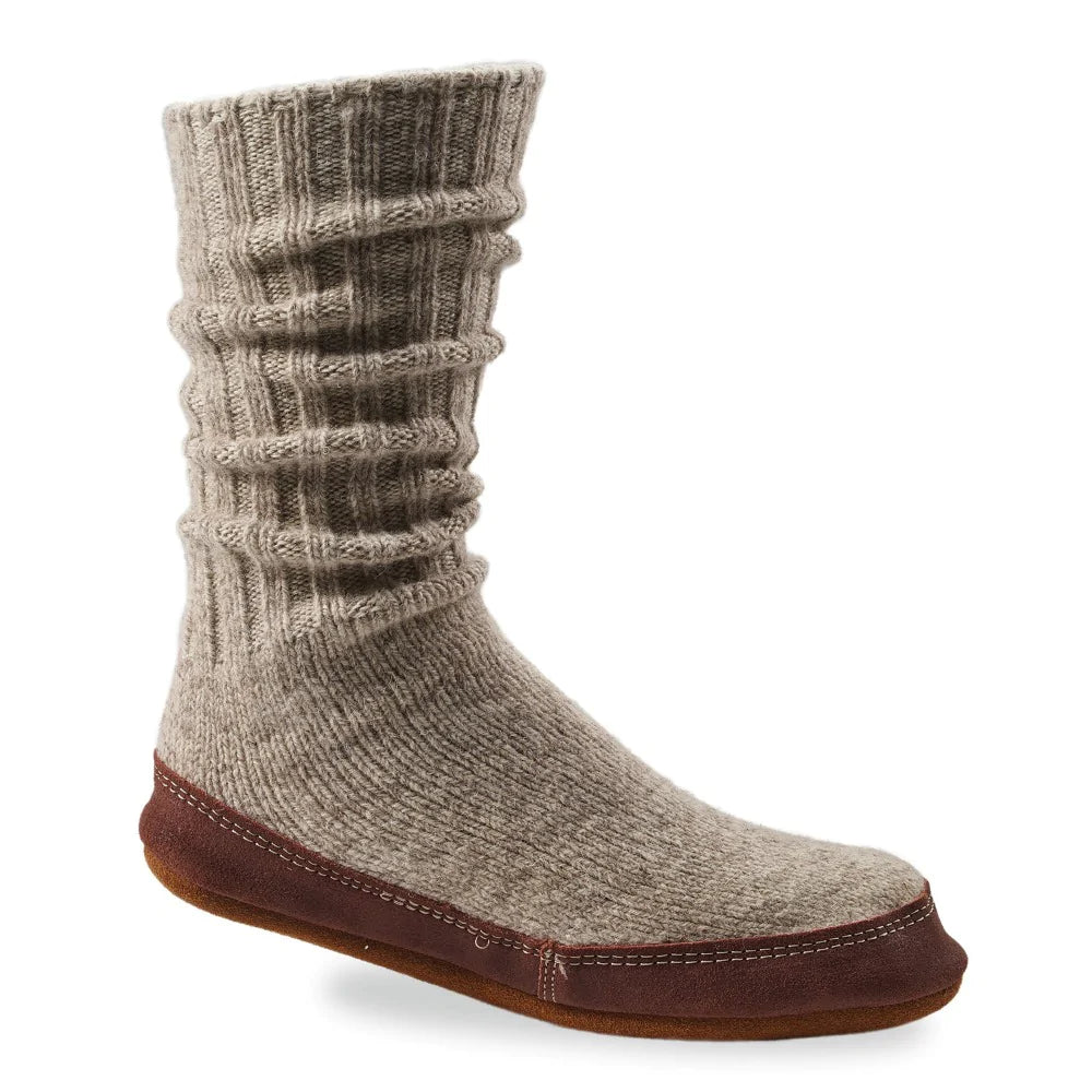 Acorn Unisex Slipper Sock (Light Gray Ragg Wool)